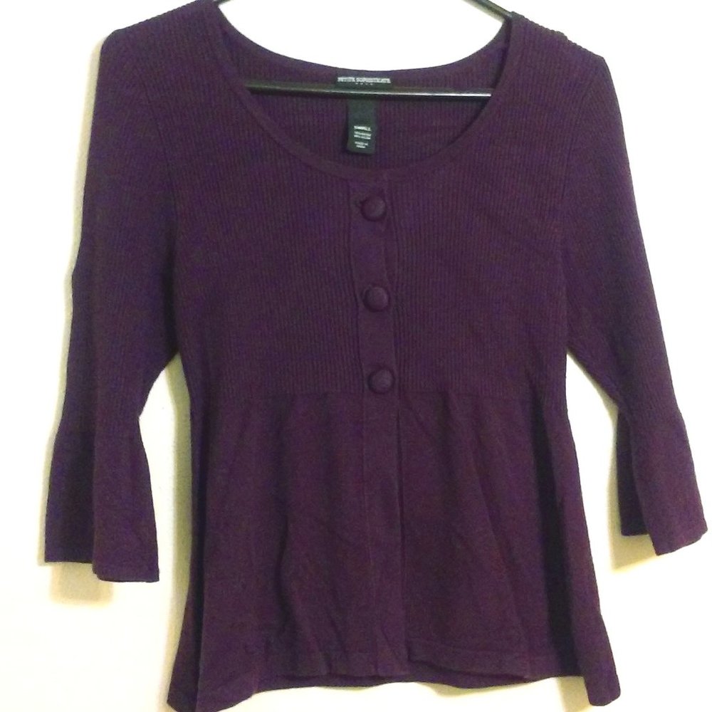 Petite Sophisticate | Plum 3/4 Sleeve Cardigan
